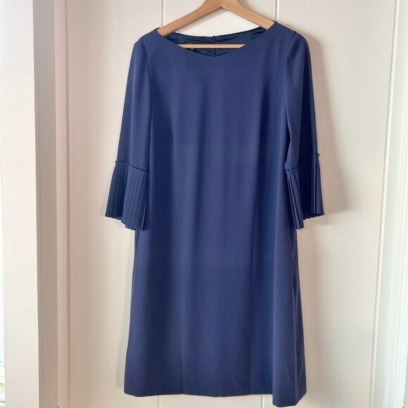 Navy Blue Escada Dress with pleated sleeves size 36 - Picture 2 of 11